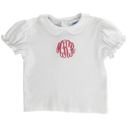 White Knit- Girls Short Sleeve Blouse