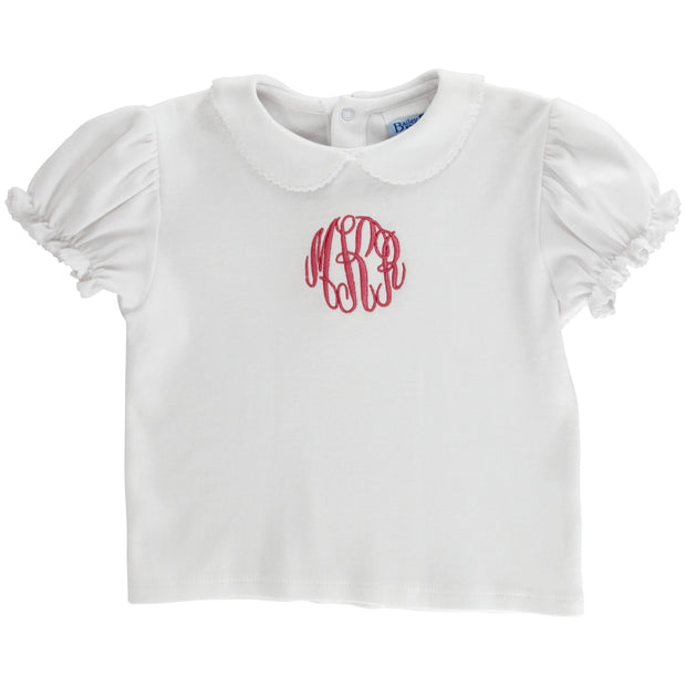 White Knit- Girls Short Sleeve Blouse