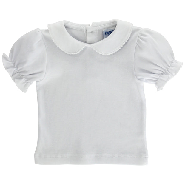 White Knit- Girls Short Sleeve Blouse