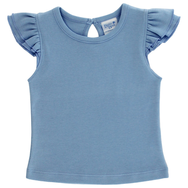 Ruffled Sleeve Tee - Light Blue