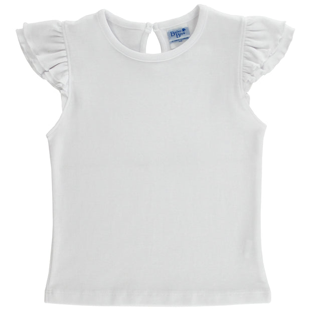 Ruffled Sleeve Tee- White