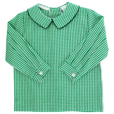 Green Check - Boys Piped Shirt