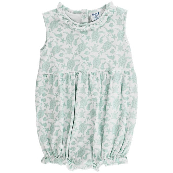 Turtle Print - Girls Knit Infant Bubble