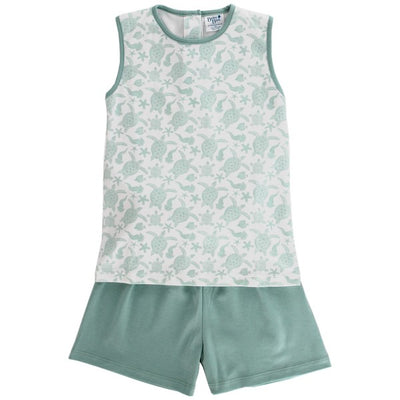 Turtle Print - Girls Knit Short Set