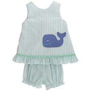 Wally Whale - Angel Dress Tieback with Bloomer