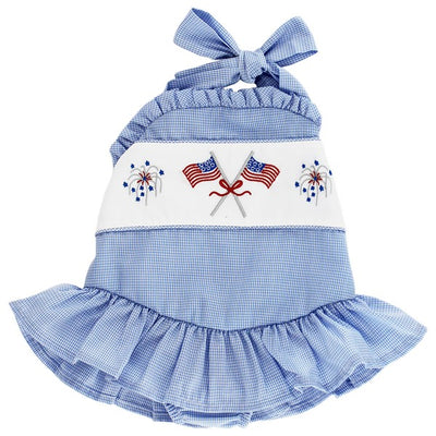 Flags & Fireworks - One Piece Swimsuit with Ruffle