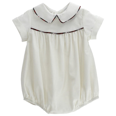 White Corduroy with Yuletide Plaid - Dressy Bubble Short