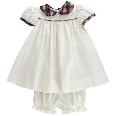 White Corduroy with Yuletide Plaid - Float with Bloomer