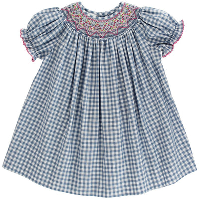 Denim Gingham with Pink Geo - Bishop