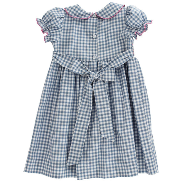 Denim Gingham with Pink Geo
