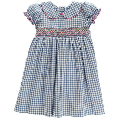 Denim Gingham with Pink Geo