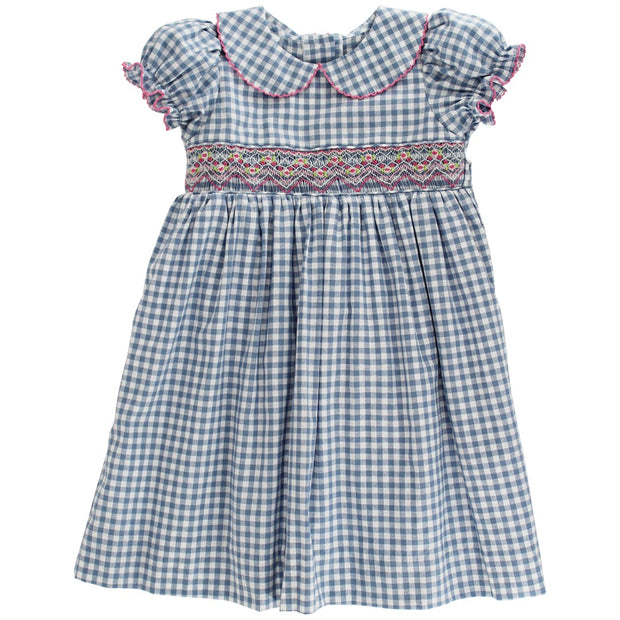 Denim Gingham with Pink Geo