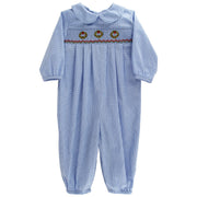 Wreath On Blue Microcheck - Dressy Bubble Long