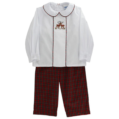 Reindeer On Plaid - Dressy Pant Set