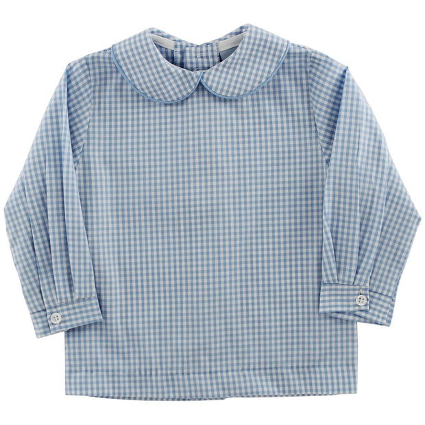 Blue Check - Boys Piped Shirt