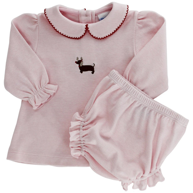 Reindeer Doxie - Girls Diaper Cover Set