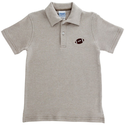 Embroidered Knit Microstripe Polo - Football On Khaki