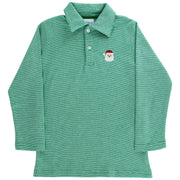 Embroidered Knit Microstripe Polo - Santa on Kelly