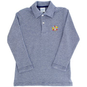 Embroidered Knit Microstripe Polo - Turkey on Royal