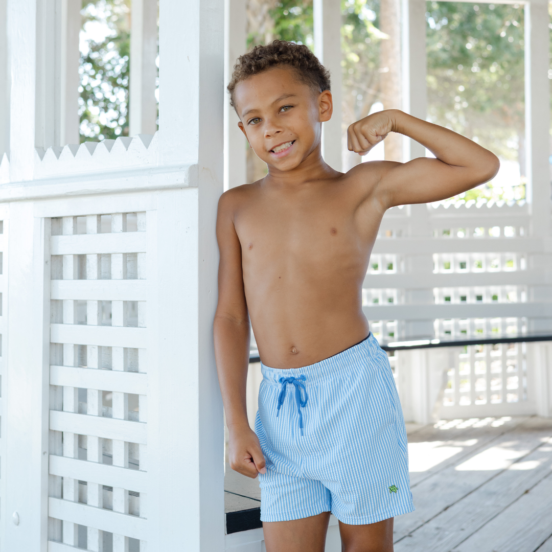 Board Short - Blue Stripe Seersucker – Bailey Boys