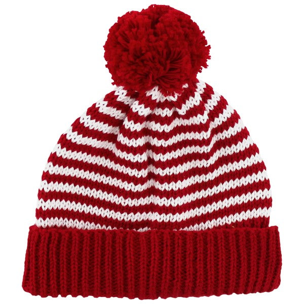 Beanie - Red & White Stripe