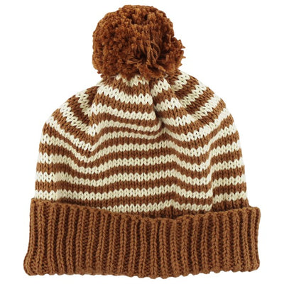 Beanie - Tan & White Stripe