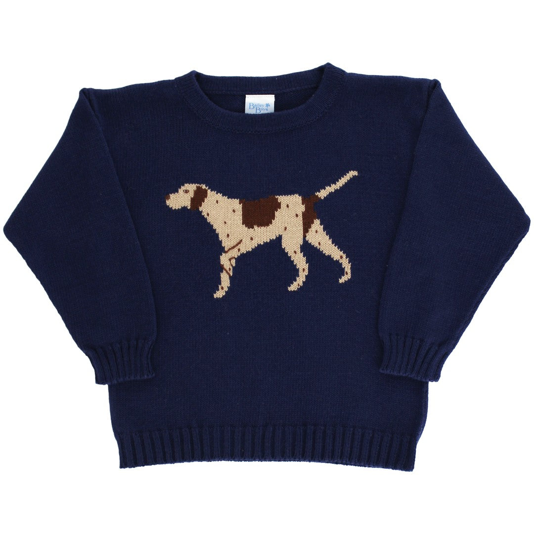Crew Neck Sweater - Pointer on Navy – Bailey Boys