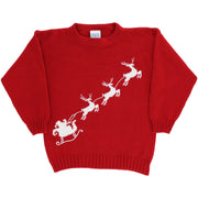 Crew Neck Sweater - Sleigh on Red