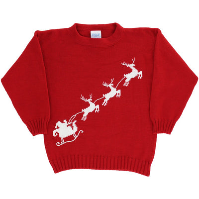 Crew Neck Sweater - Sleigh on Red