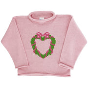 Roll Neck Sweater - Wreath on Pink