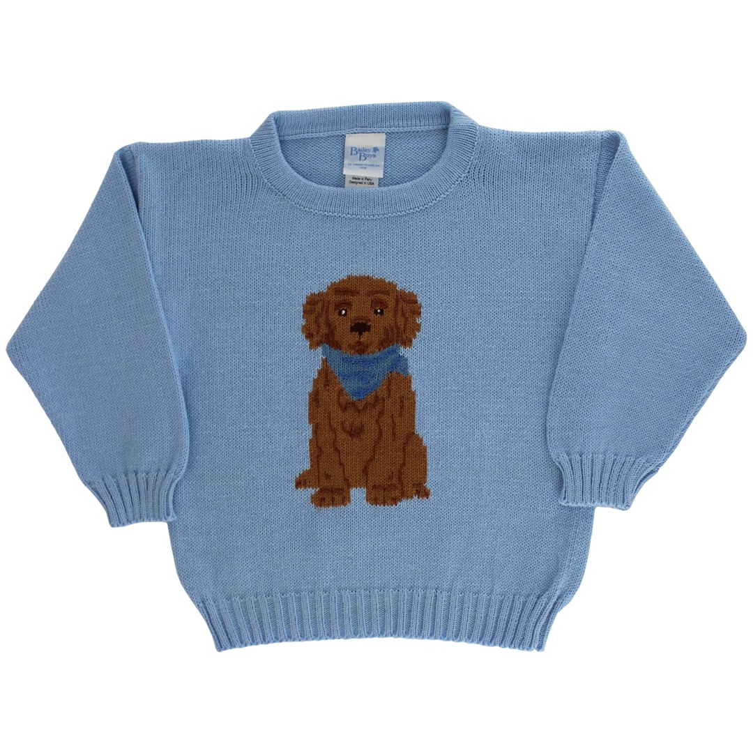 Crew Neck Sweater - Doodle on Lt. Blue – Bailey Boys