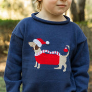 Roll Neck Sweater - Santa Doxie on Navy