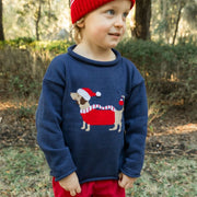 Roll Neck Sweater - Santa Doxie on Navy