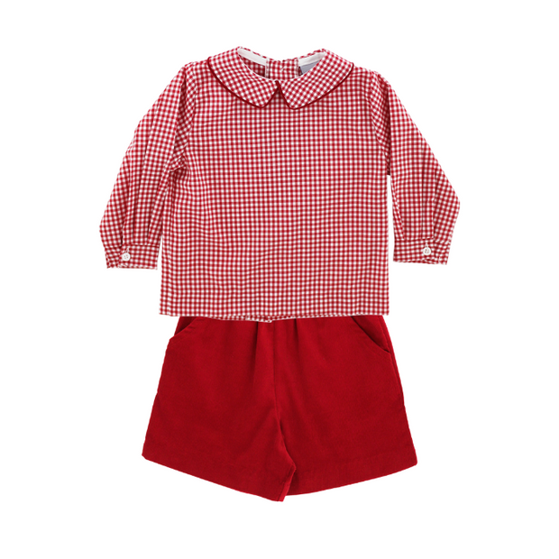 Red Corduroy - Elastic Waist Short