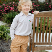 Embroidered Knit Microstripe Polo - Duck On Khaki
