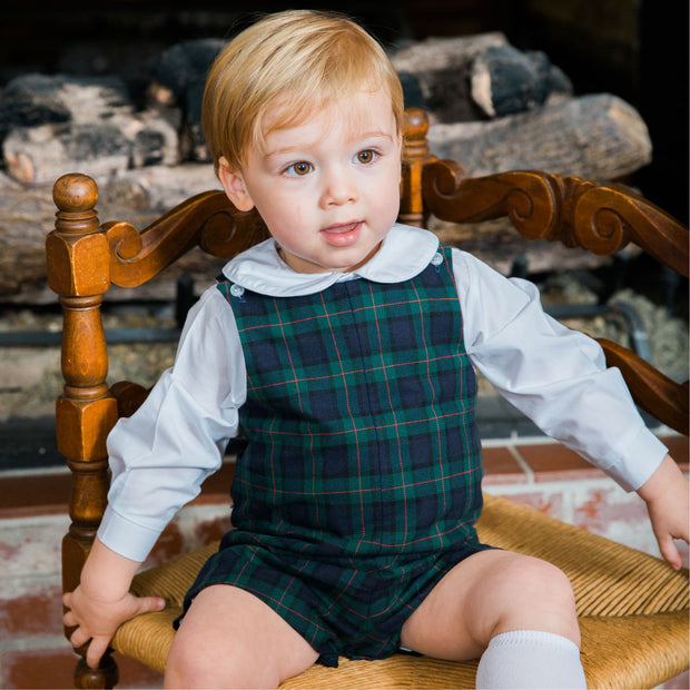 Boys Long Sleeve Button Back Onesie-White