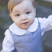 Boys Long Sleeve Button Back Shirt-White