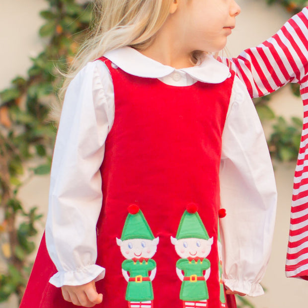 Girls Long Sleeve Button Back Shirt-White