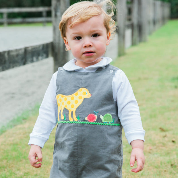 White Knit - Boy Long Sleeve Piped Onesie