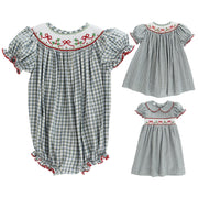 Red Bows on Gingham - Bishop Romper