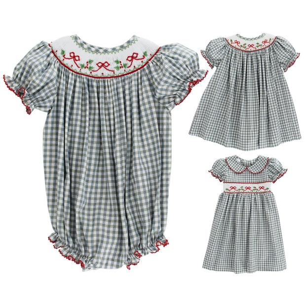 Red Bows on Gingham - Bishop Romper