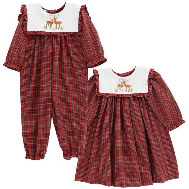 Reindeer On Plaid - Girls Bubble