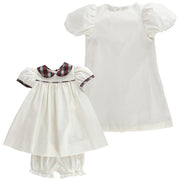 White Corduroy with Yuletide Plaid - Float with Bloomer
