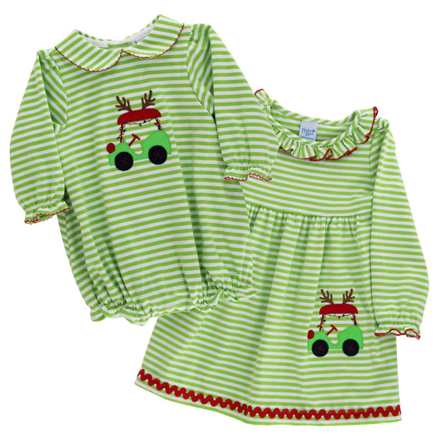 Christmas Cart - Girls Knit Infant Bubble