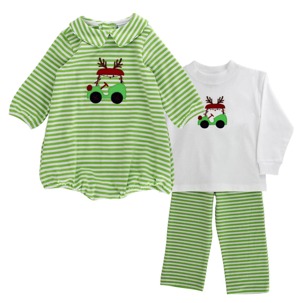 Christmas Cart - Girls Knit Infant Bubble