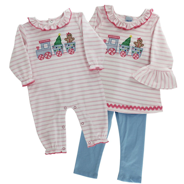 Gingerbread Express - Girls Knit Romper