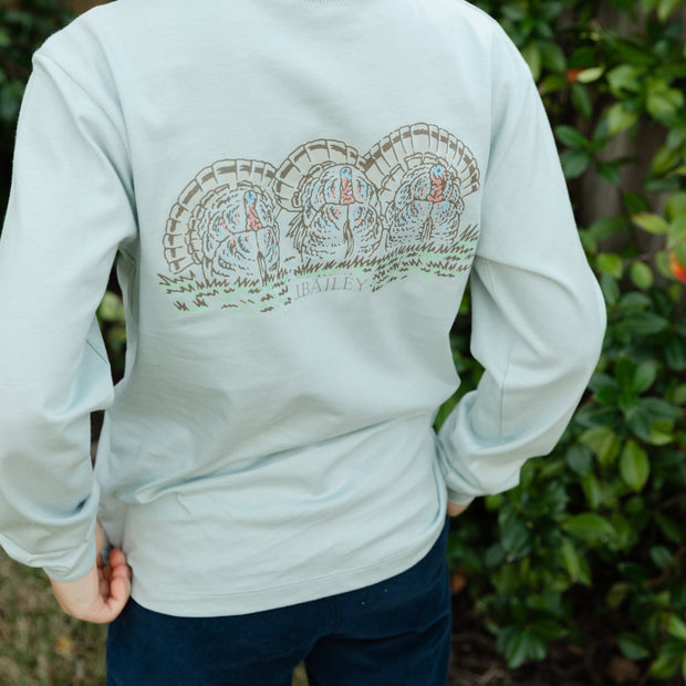 Long Sleeve Logo Tee - Turkey on Sage