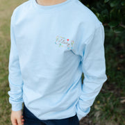 Boys Long Sleeve Logo Tee - Christmas Labs on Light Blue