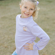 Girls Long Sleeve Logo Tee - Pumpkin on Lavender