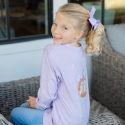 Girls Long Sleeve Logo Tee - Pumpkin on Lavender
